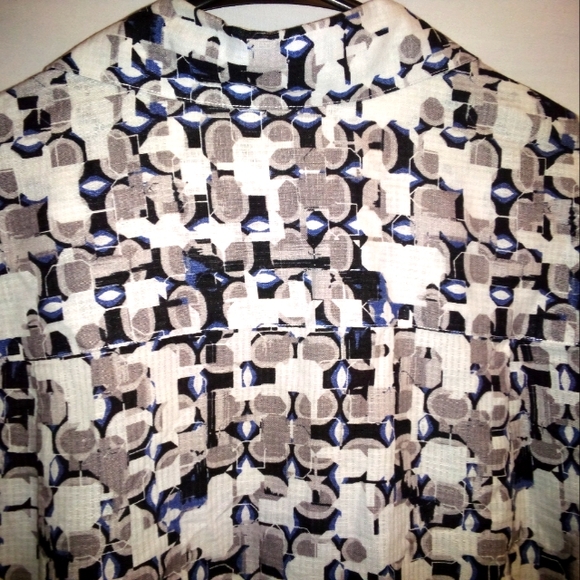 JHANE BARNES Geometric Monogram Abstract Button~Up Casual Shirt•Mens Size Medium - Picture 9 of 13